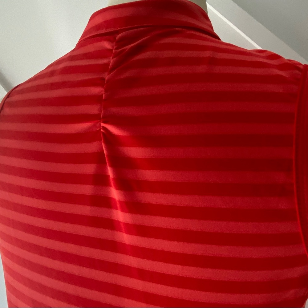 Lija NWT Red Orange Stripe Sleeveless Polo S | Tenniscore Golf Top | Preppy - Picture 7 of 13
